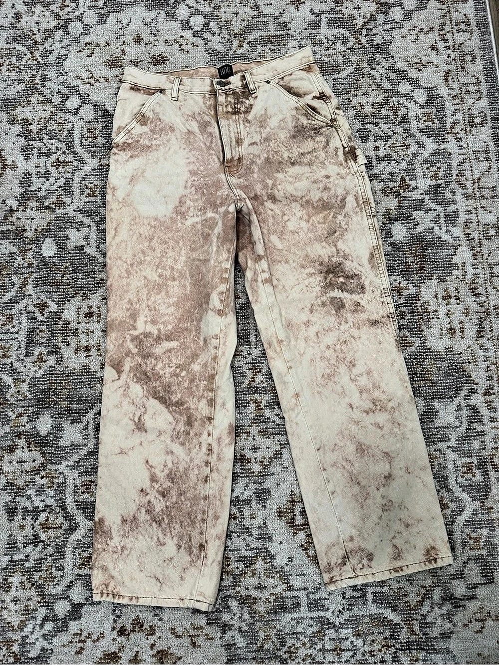 BDG High-Rise Carpenter Jean Tie-Dye Pink & Cream Waist 32